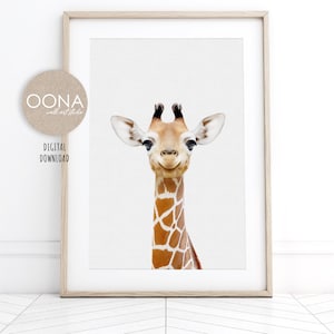 Impresión de jirafa bebé Arte de pared de jirafa para guardería Arte de pared de animales para bebés Imagen de guardería Arte de guardería de safari IMPRIMIBLE Arte de pared de jirafa Arte de habitación de niños