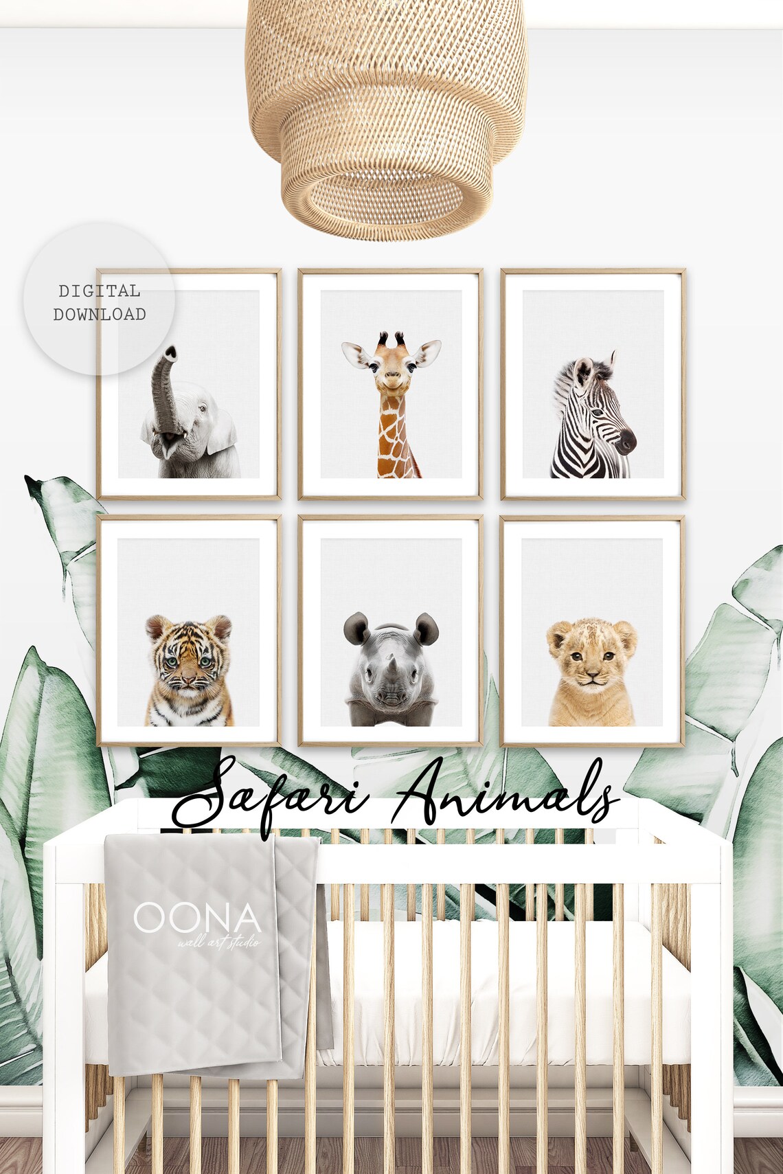 Safari Nursery Animal Wall Art Nursery Decor Set of 6 Baby Etsy
