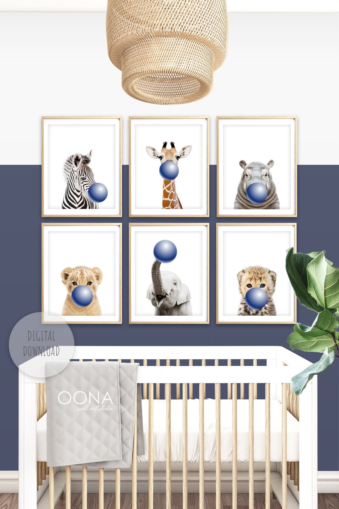 Baby Boy Nursery Prints Navy Blue Nursery Decor Boy Safari Nursery ...