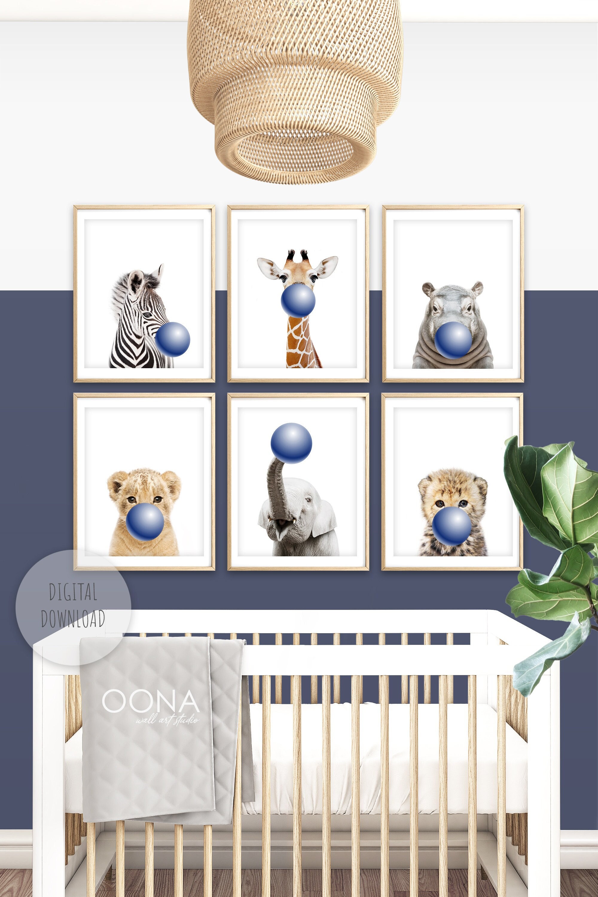 Baby Boy Nursery Prints Navy Blue Nursery Decor Boy Safari Nursery Animal Prints Bubble Gum Indigo Navy Nursery Wall Art Boys Room PRINTABLE Etsy