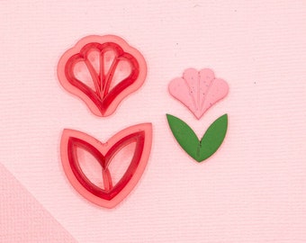 2 Piece Flower Set Clay Cutter, Floral  Polymer Clay Cutter Set