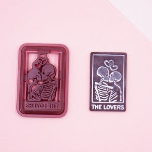 Skeletliefhebbers tarotkaart polymeerklei uitsnijder, The Lovers Portrait Clay Cutter