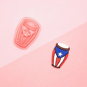 Bomba Drum Puerto Rico Flag Clay Cutter, Bongo Drum Puerto Rican Polymer Clay Cutter, Clay Tools, Crafting, Puerto Rican Flag Circle Cutter
