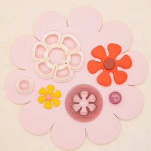 Retro Flower Polymer Clay Cutter, 1970&#39;s Decade Craft Cutter, Flower Power Clay Tool, ClayAndCaridad Collab Polymer Clay Cutter