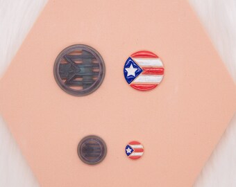 Puerto Rico vlag cirkel bedrukt kleisnijder, Puerto Ricaanse polymeerklei snijder, gereedschappen voor klei, knutselen, Puerto Ricaanse vlag cirkelsnijder