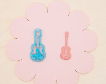 Floral Guitar Polymer Clay Cutter, 1960&#39;s Decade Craft Cutter, Classic Acoustic Guitar Clay Tool, TheHoneyOpal Collab Polymer Clay Cutter