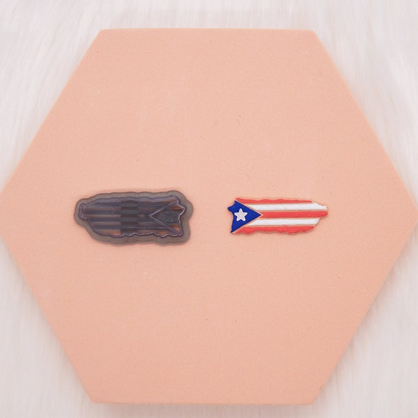 Puerto Rico Island Flag Imprinted Clay Cutter, Puerto Rican Polymer Clay Cutter, Clay Tools, Crafting, Island Cutter