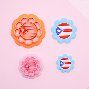 Puerto Rico Flag Flower Clay Cutter, Puerto Rican Polymer Clay Cutter, Clay Tools, Crafting, Hispanic Flag Cutter