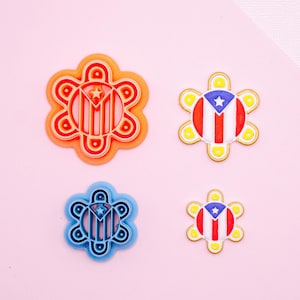 Puerto Rico Flag Sol Taino Clay Cutter, Puerto Rican Polymer Clay Cutter, Clay Tools, Crafting, Hispanic Flag Cutter