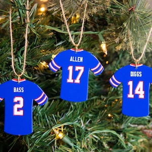 Buffalo Jersey Ornaments, Allen, Diggs, Knox Jerseys, Christmas Ornament, Buffalo Christmas