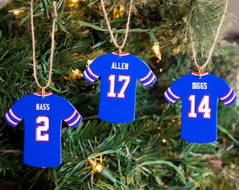 Buffalo Jersey Ornaments, Allen, Dawkins, Knox Jerseys, Christmas Ornament, Buffalo Christmas