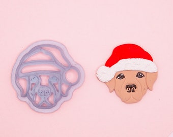 Dog with Santa Hat Polymer Clay Cutter, Holiday Craft Tool