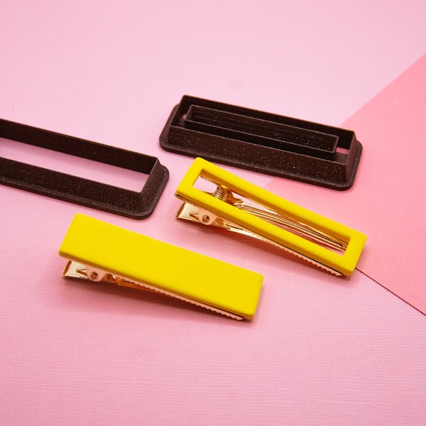 Rectangular Barrette Hair Clip Cutter and Blanks Set, Polymer Clay Cutter