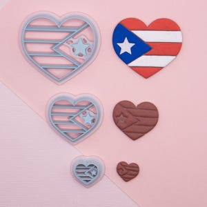 Puerto Rico Flag Heart Clay Cutter, Puerto Rican Polymer Clay Cutter, Clay Tools, Crafting, Hispanic Flag Cutter