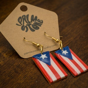 Puerto Rican Flag Earrings, Handmade Polymer Clay Earrings, Puerto Rico Flag Earrings