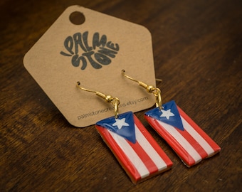 Puerto Rican Flag Earrings, Handmade Polymer Clay Earrings, Puerto Rico Flag Earrings