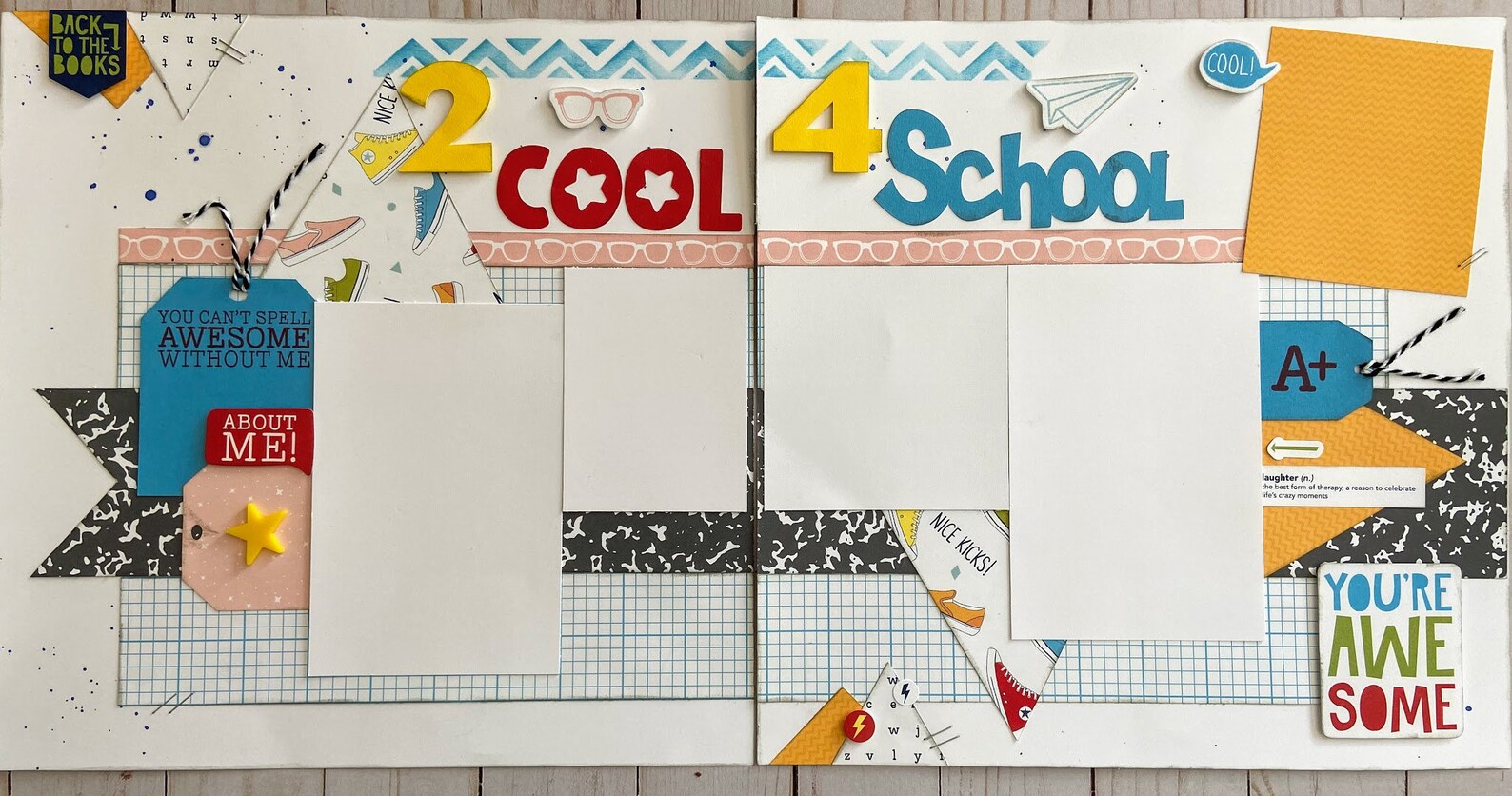 Scrapbook Back to School 6page Layout Precut Etsy