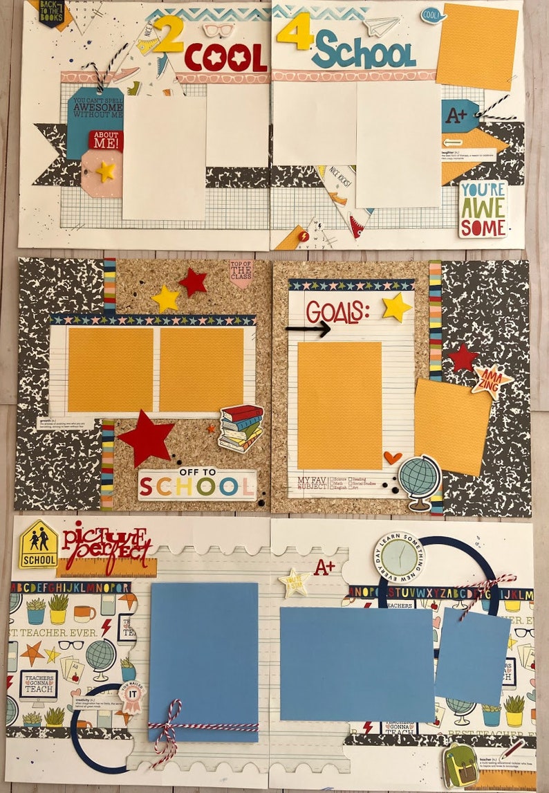 Scrapbook Back to School 6page Layout Precut Etsy