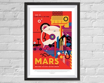 Carteles de turismo espacial de la Nasa - Arte de pared para el hogar, oficina, escuela, muro del aula - Marte - Visitar los sitios históricos - Múltiples tours disponibles