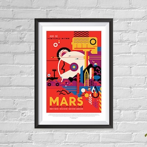 Carteles de turismo espacial de la Nasa - Arte de pared para el hogar, oficina, escuela, muro del aula - Marte - Visitar los sitios históricos - Múltiples tours disponibles
