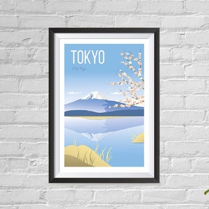 Boomeks - World Famous City Posters - Decorative, Vintage, Retro Travel Poster Printing - Wall Art Print for Home Office - Tokyo, Japan