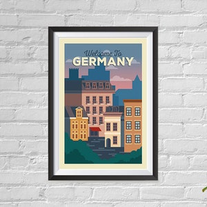Boomeks - World Famous City Posters - Decorative, Vintage, Retro Travel Poster Printing - Wall Art Print for Home Office - Germany