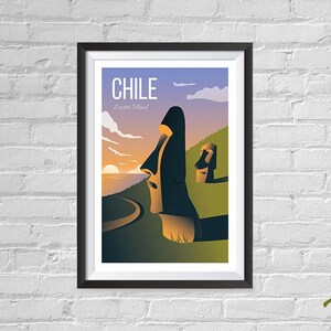 Boomeks - World Famous City Posters - Decorative, Vintage, Retro Travel Poster Printing - Wall Art Print for Home Office - Chile