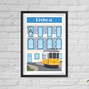 Boomeks - World Famous City Posters - Decorative, Vintage, Retro Travel Poster Printing - Wall Art for Home Office - Lisboa