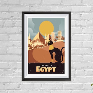 Boomeks - World Famous City Posters - Decorative, Vintage, Retro Travel Poster Printing - Wall Art for Home Office - Egypt