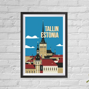 Boomeks - World Famous City Posters - Decorative, Vintage, Retro Travel Poster Printing - Wall Art Print for Home Office - Tallin, Estonia