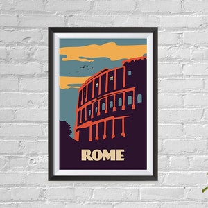 Boomeks - World Famous City Posters - Decorative, Vintage, Retro Travel Poster Printing - Wall Art for Home Office - Rome, Italy