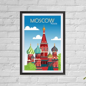 Boomeks - World Famous City Posters - Decorative, Vintage, Retro Travel Poster Printing - Wall Art Print for Home Office - Moscow, Russia