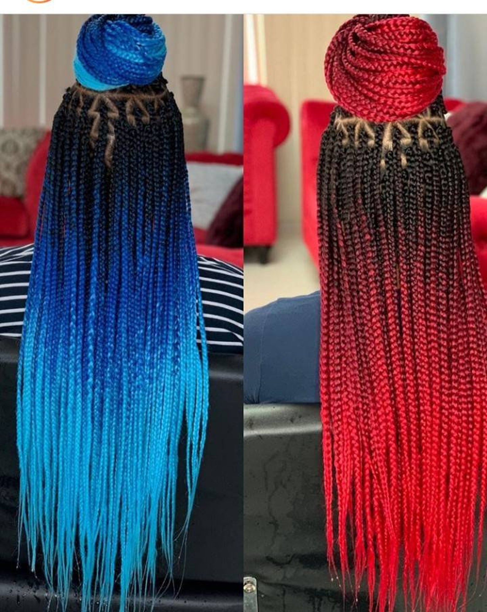 Ombre Braids Knotless Box Braids Wig For Black Women Cornrows Etsy Canada