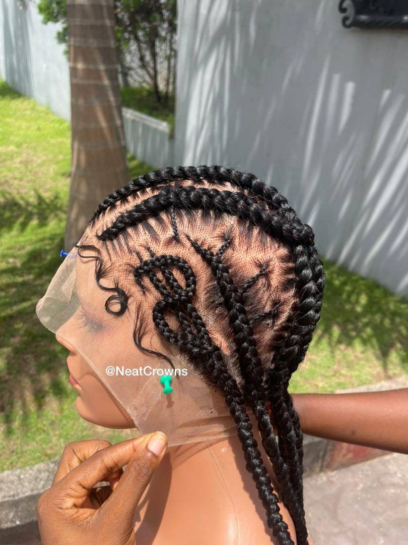 Heart Stitch Braids Feedin Cornrow Wigs Box Braids Wig for Etsy