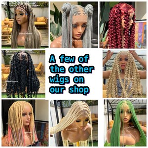 Bleached knots medium Knotless box braids wig for black women cornrows wig cornrow faux locs dreadlocks human hair lace tribal braided wigs image 9