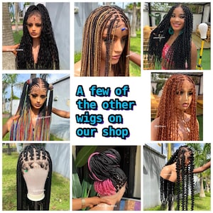 Bleached knots medium Knotless box braids wig for black women cornrows wig cornrow faux locs dreadlocks human hair lace tribal braided wigs image 8