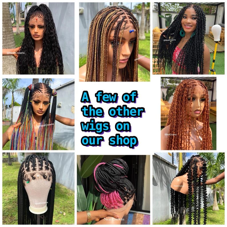 Bleached knots medium Knotless box braids wig for black women cornrows wig cornrow faux locs dreadlocks human hair lace tribal braided wigs image 8