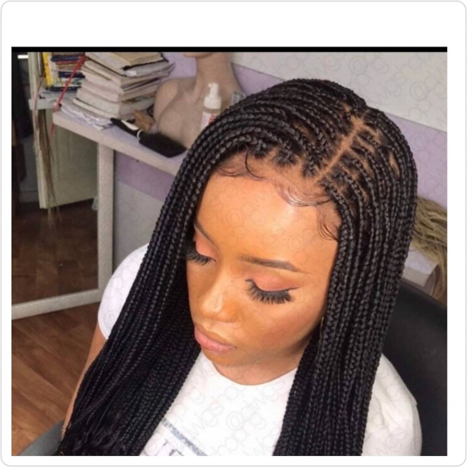 Knotless Box Braids Micro Twists Micro Braids Cornrow Wigs Etsy