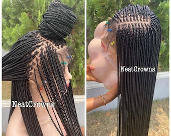 Micro Knotless braids box braid wig for black women cornrows wig cornrow wigs faux locs dreadlocks lace wig tribal braided wig passion twist