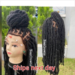 Dreadlocksperuk med slitet hår, faux locs, mjuka nulocs, boho, knutlösa box braids, peruk för svarta kvinnor, cornrow-peruker, spets, tribal