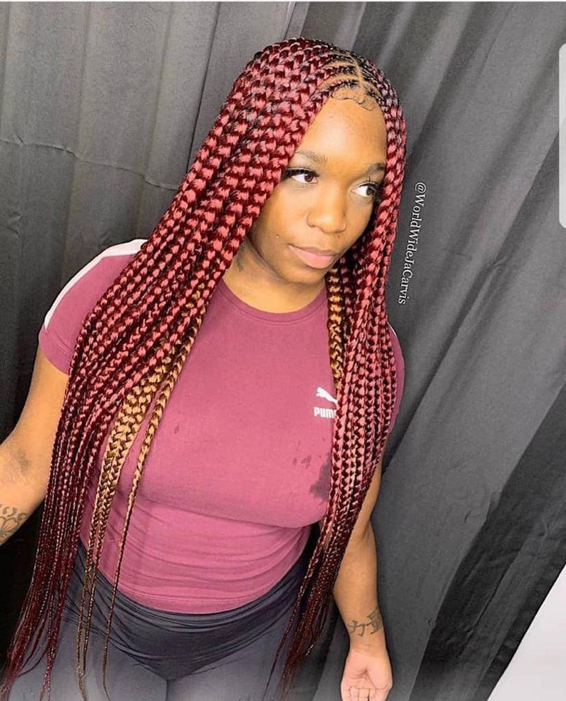 Cornrow wig cornrow wigs Knotless braided wig blonde box | Etsy