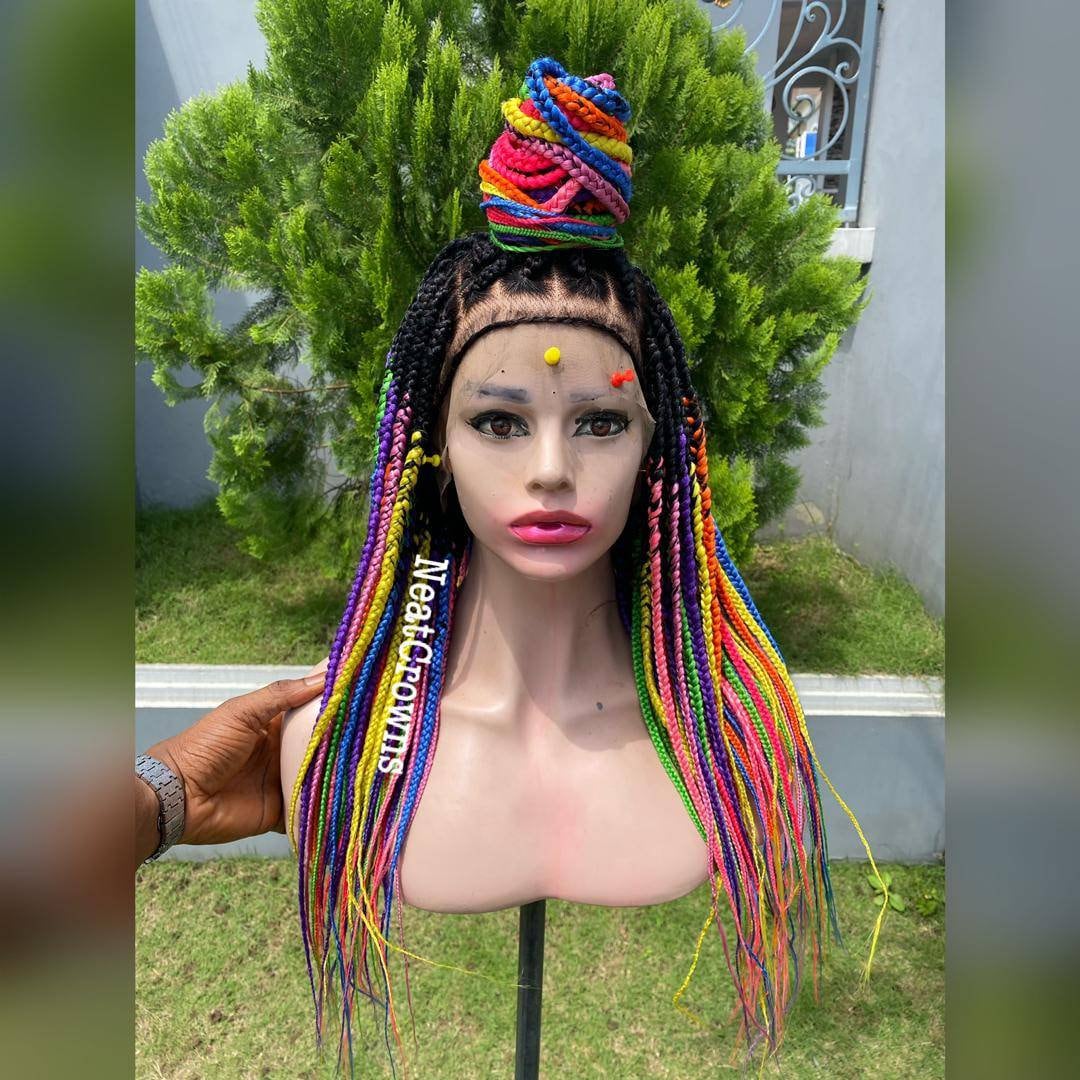 ✨24” RAINBOW?BOX BRAIDED - BRAIDED LACE FRONT WIG Amazon.com : HAIRCUBE Ombre Braiding Hair 24 Inch 3 Packs  main image 2