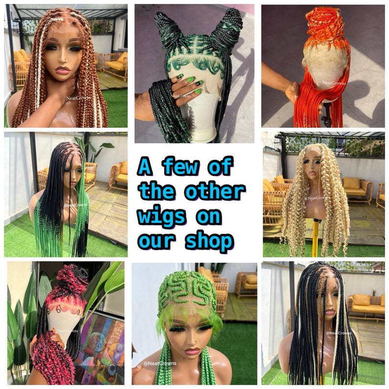 Bleached knots medium Knotless box braids wig for black women cornrows wig cornrow faux locs dreadlocks human hair lace tribal braided wigs image 6