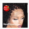 READY to SHIP in 3DAYS wig Medium knotless box braids wig for black women cornrows wig cornrow faux locs dreadlocks lace frontal wig braided product logo