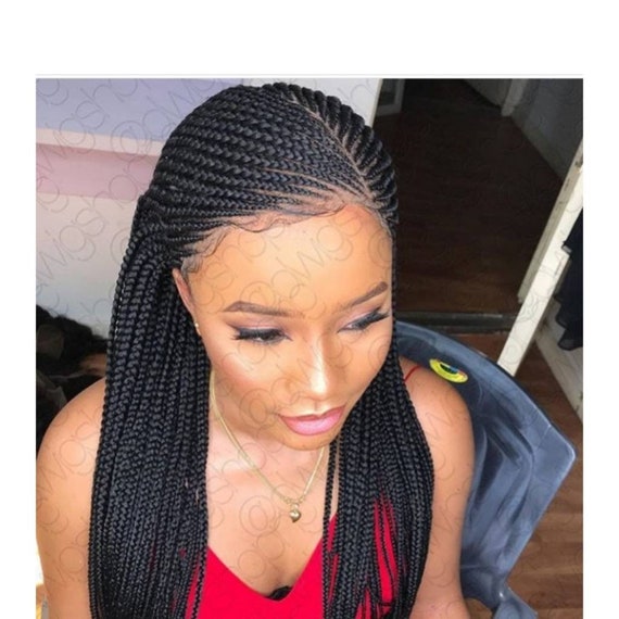 Box Braids Cornrow Lacefront Wig Synthetic Full Lace Cornrow Box Braids Wig 14Inches Short  main image 3