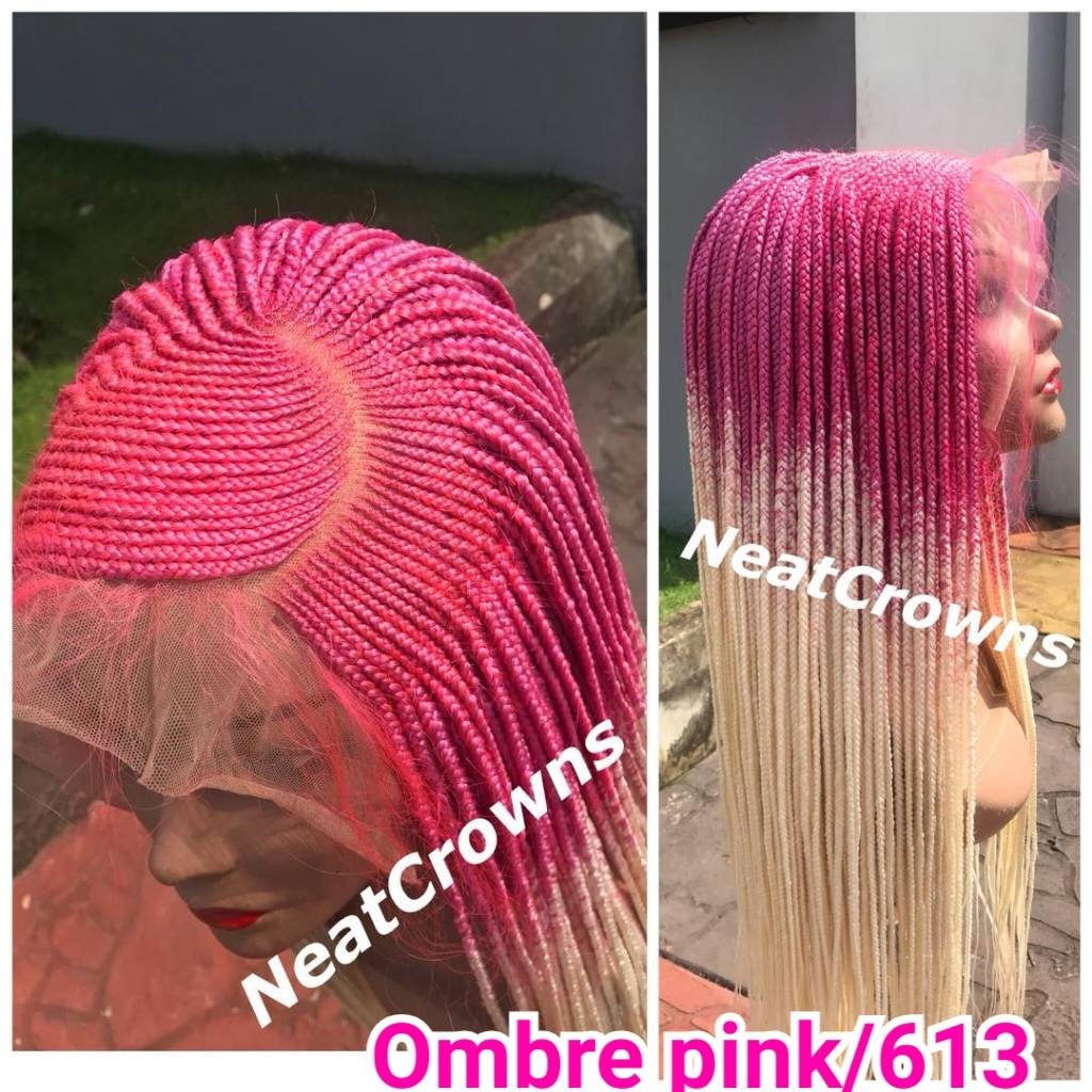 Blonde braided showstopper pink flower wig Accessories | Blonde Braided Showstopper Pink Flower Wig  main image 4