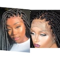 Medium box braids wig for black women cornrows wig cornrow wigs knotless braids faux locs dreadlocks human hair lace wig tribal braided wig product logo