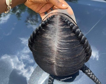 2 pigtail braids Cornrows wig cornrow wigs braided wig box braids knotless braids passion twists micro Senegalese faux locs dreadlocks lace