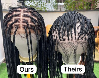 Ready to ship knotless box braids wig for black women cornrows wig cornrow wigs  faux locs dreadlocks lace wig tribal braided unit bohemian