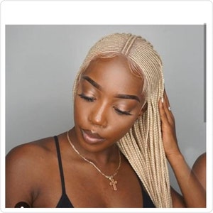 Cornrows wig lemonade cornrow braided wig knotless box braids wig for black women faux locs dreadlocks tribal braided wigs passion blonde